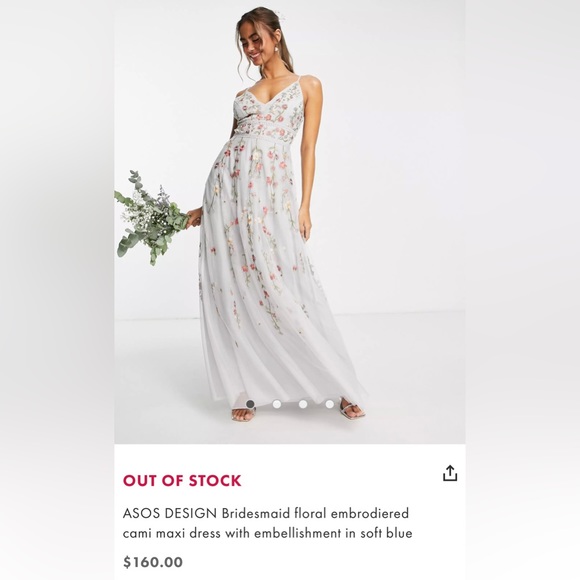 ASOS Blue Floral Embroidered Dress - Picture 3 of 3